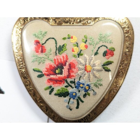 Vintage KIGU Chérie Mirror Compact, Petit Point Floral, Made in England - Picture 10 of 10